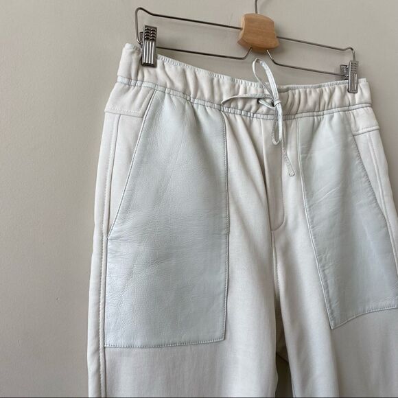Helmut Lang-Street Style Leather Pocket Off White Joggers (Medium) - Picture 7 of 12